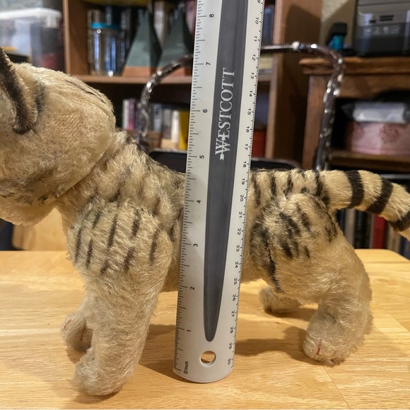 SOLD Steiff Mohair Tabby Cat Fully Articulated/Jointed 1950s No Button One Owner - Picture 12 of 13